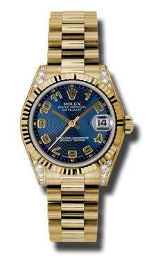 Rolex - Datejust 31mm - Gold President Yellow Gold - Fluted Bezel - Diamond Case