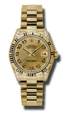 Rolex - Datejust 31mm - Gold President Yellow Gold - Fluted Bezel - Diamond Case