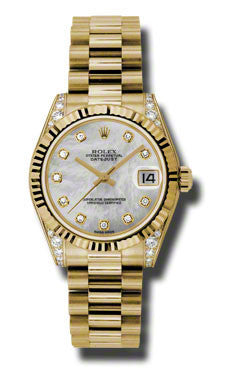 Rolex - Datejust 31mm - Gold President Yellow Gold - Fluted Bezel - Diamond Case