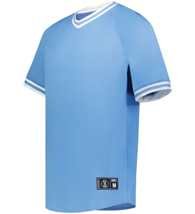 Holloway University Blue/White Youth Retro V-Neck Baseball Jersey