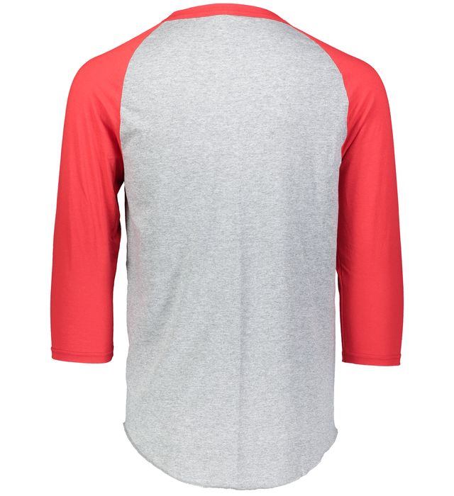 Augusta 2.0 Athletic Heather/Red 3/4 Sleeve Youth Baseball Tee