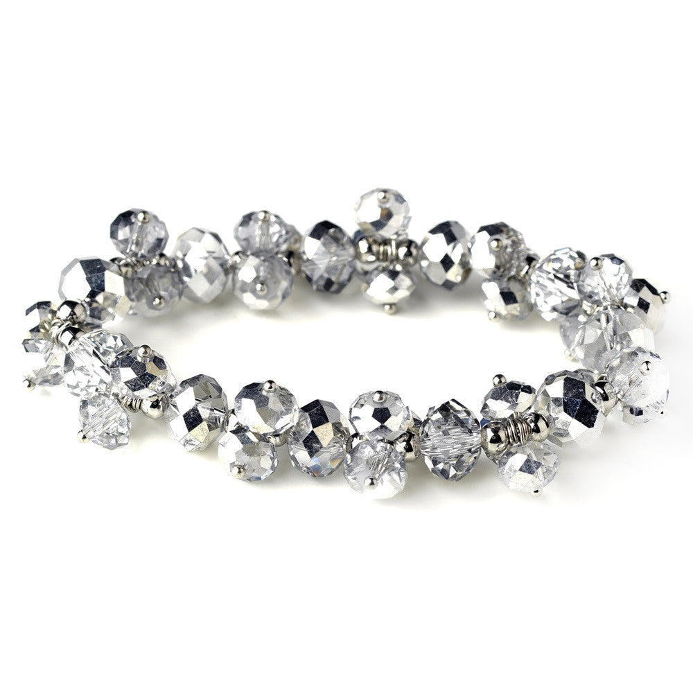 Silver Hematite Flower Bridal Wedding Bracelet 7617