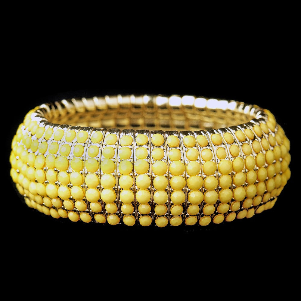 Gold Yellow Stretch Bridal Wedding Bracelet 8802