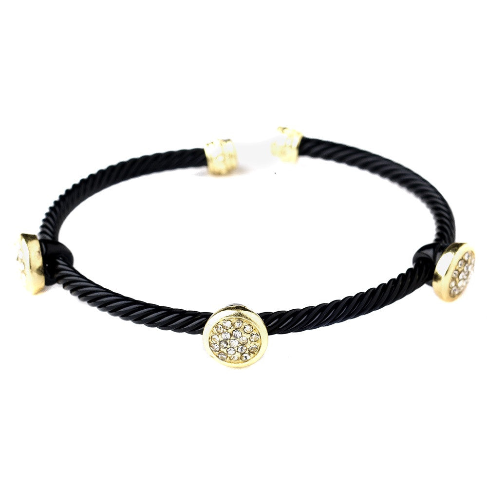 Gold Black Cuff Fashion Bridal Wedding Bracelet 8806