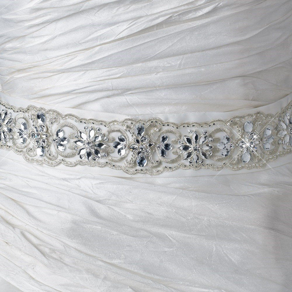 Bridal Wedding Floral Crystal Sash Bridal Wedding Belt 252