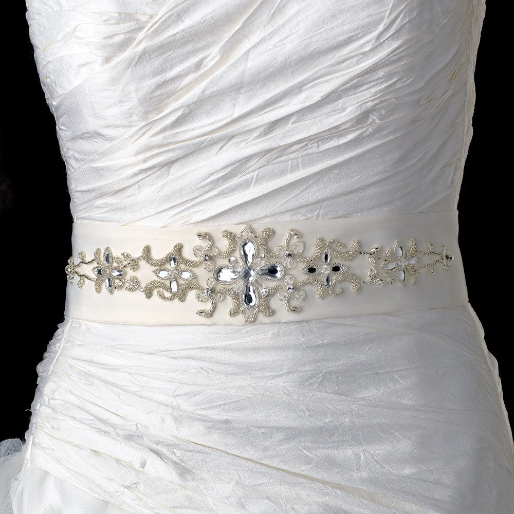 Crystals, Beads & Rhinestone Accented Bridal Wedding Sash Belt 4