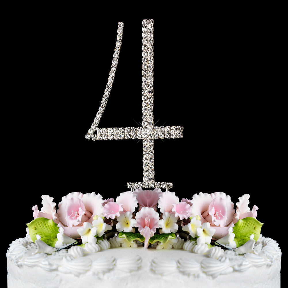 Renaissance ~ Silver & Gold Plated Individual Number Crystal Bridal Wedding Cake Toppers