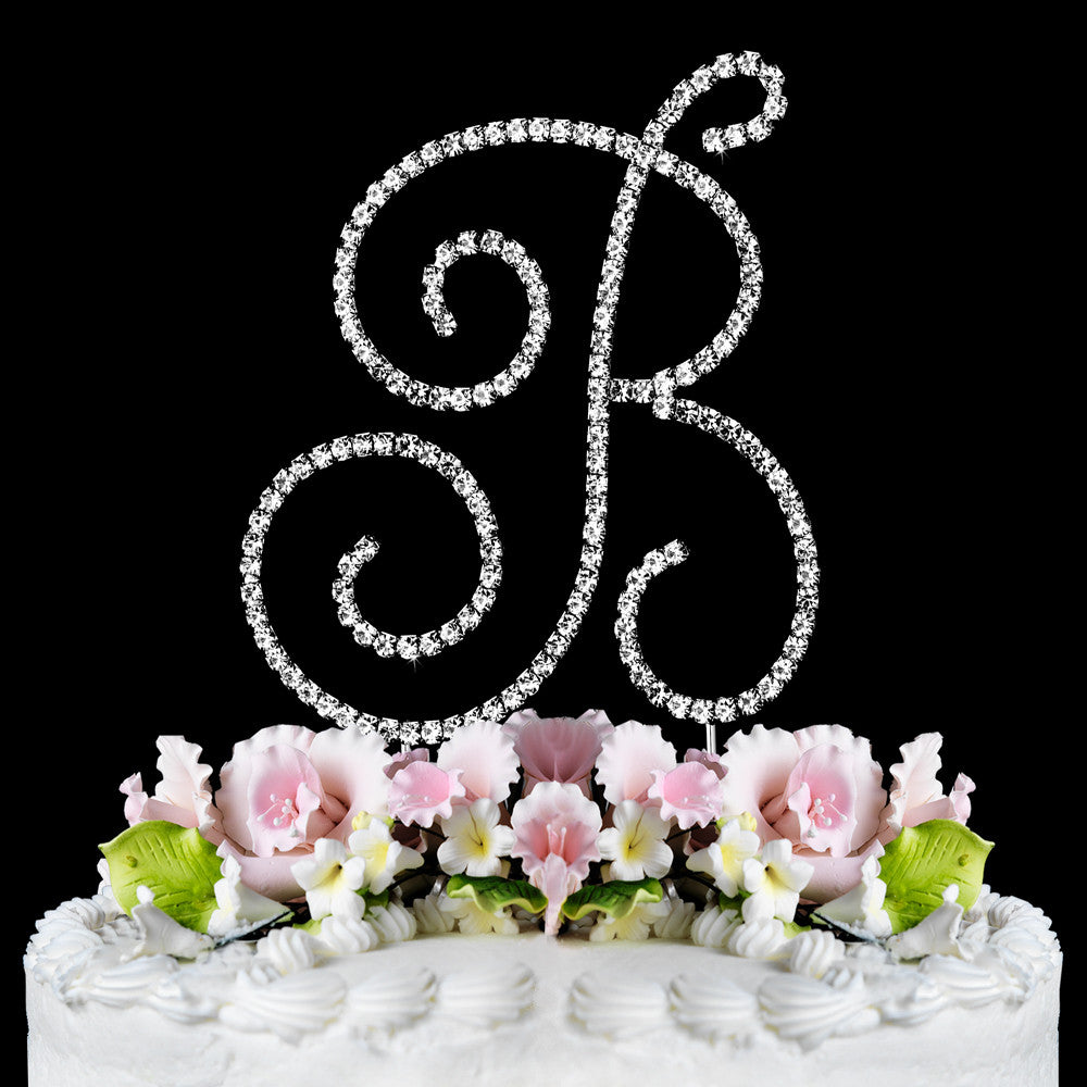 Renaissance ~ Silver Plated Individual Letter Inital Crystal Bridal Wedding Cake Toppers