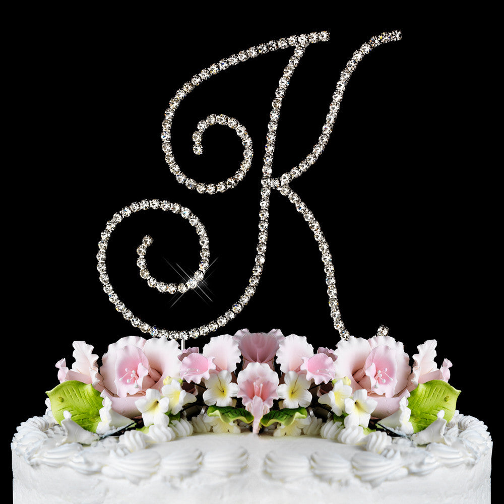 Renaissance ~ Silver Plated Individual Letter Inital Crystal Bridal Wedding Cake Toppers