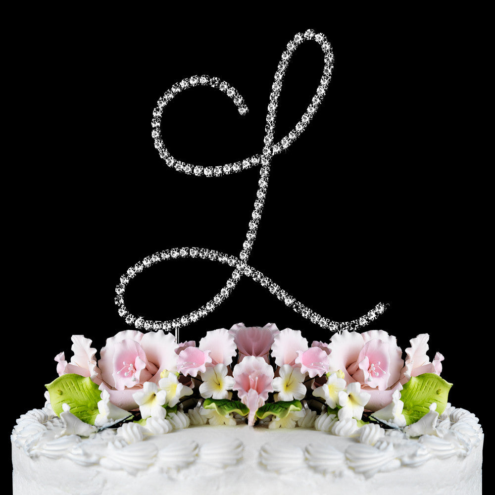 Renaissance ~ Silver Plated Individual Letter Inital Crystal Bridal Wedding Cake Toppers