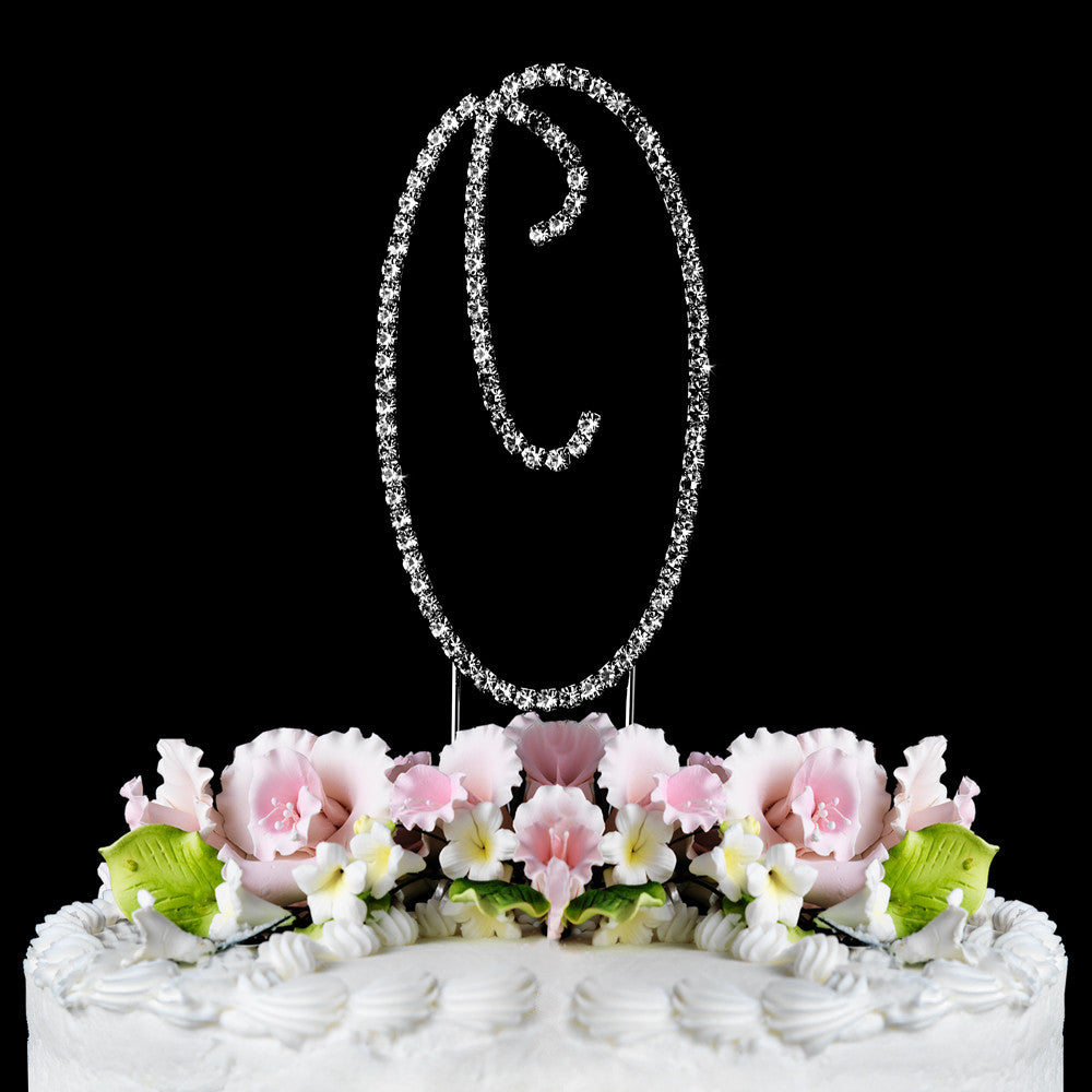 Renaissance ~ Silver Plated Individual Letter Inital Crystal Bridal Wedding Cake Toppers