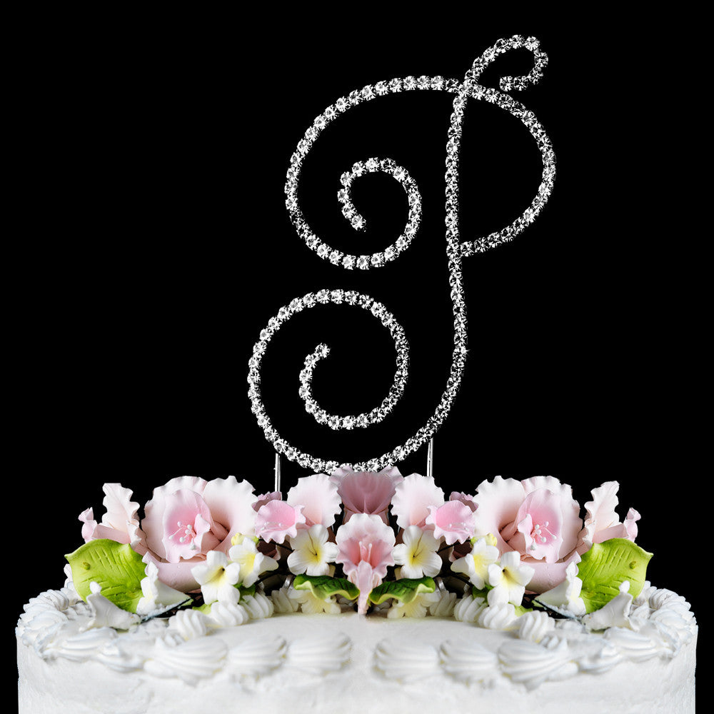 Renaissance ~ Silver Plated Individual Letter Inital Crystal Bridal Wedding Cake Toppers