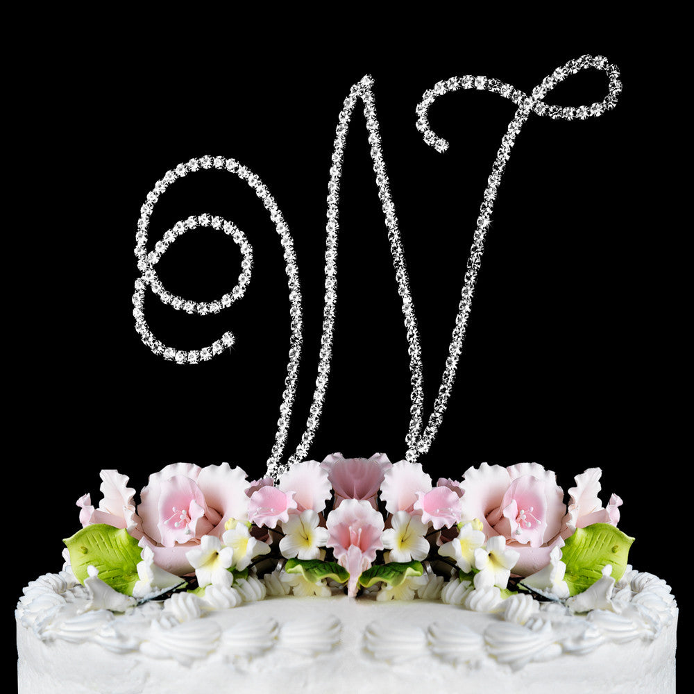 Renaissance ~ Silver Plated Individual Letter Inital Crystal Bridal Wedding Cake Toppers