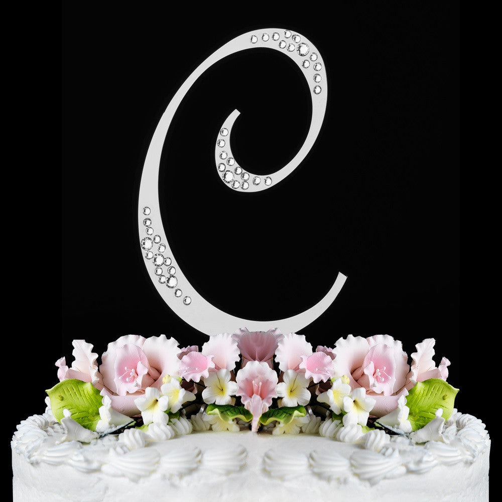 Sparkle ~ Silver Plated Individual Letter Inital Crystal Bridal Wedding Cake Toppers