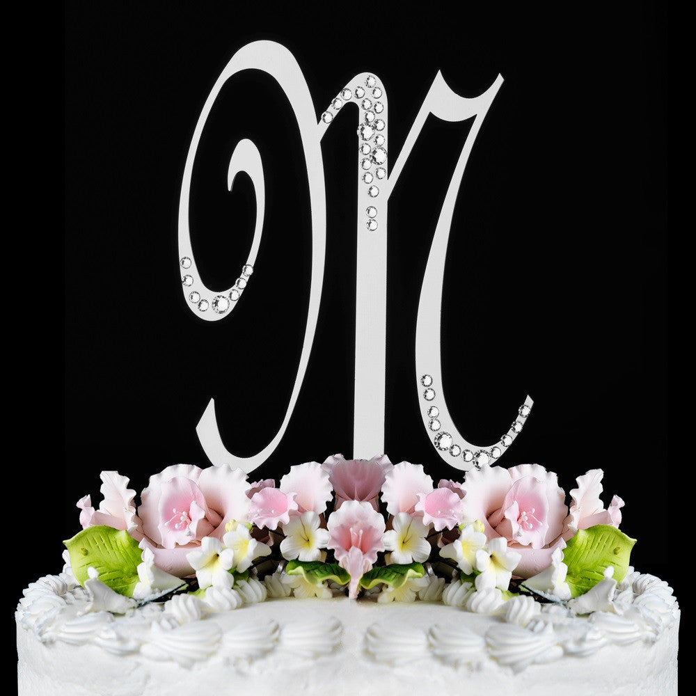 Sparkle ~ Silver Plated Individual Letter Inital Crystal Bridal Wedding Cake Toppers