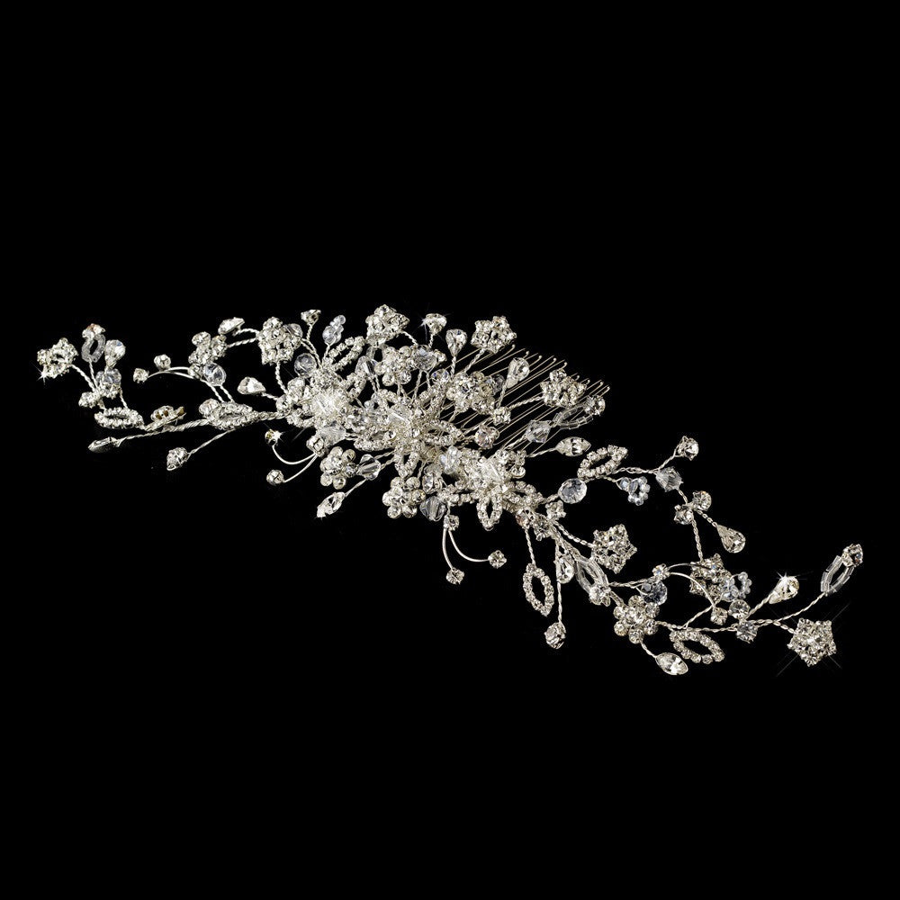 Crystal Floral Vine Bridal Wedding Hair Comb 8219