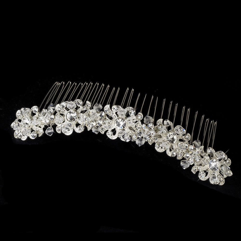 Dainty Swarovski Rhinestone Adorn Bridal Wedding Floral Bridal Wedding Hair Comb 8360