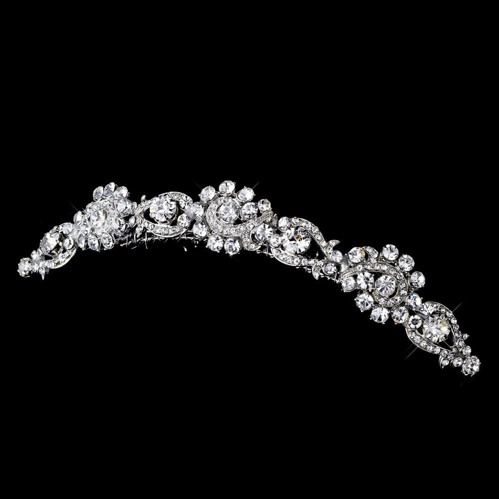 Elegant Silver Bridal Wedding Hair Comb w/ Rhinestones 8404