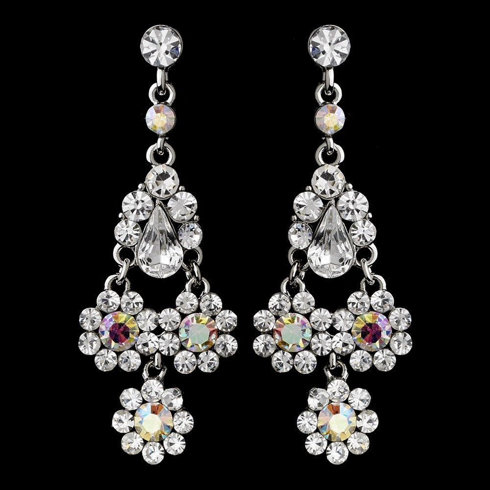 AB & Clear Rhinestone Chandelier Bridal Wedding Earrings 940