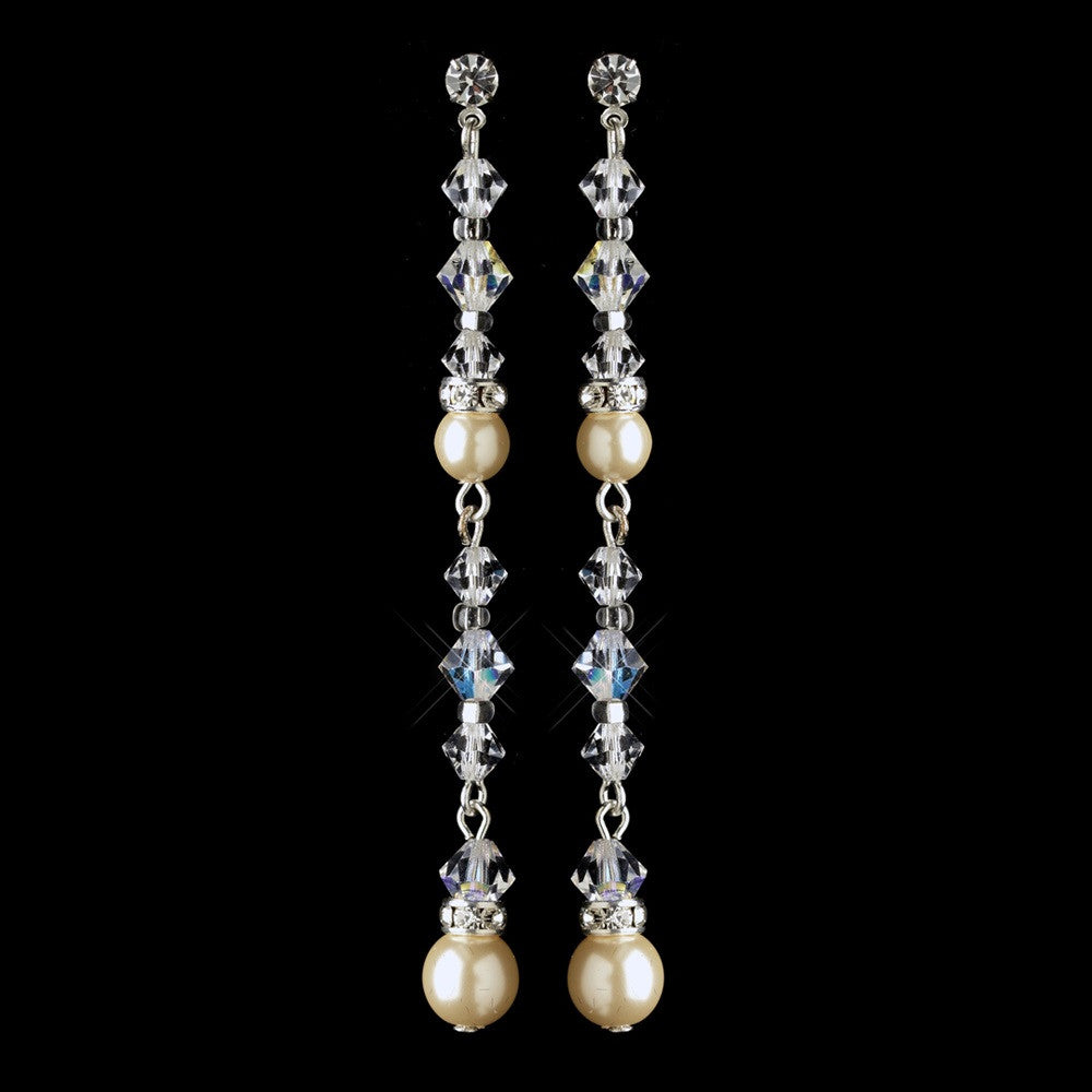 Silver Ivory Pearl & Swarovski Crystal Bead Bridal Wedding Necklace 9713 & Bridal Wedding Earrings 9718 Bridal Wedding Jewelry Set