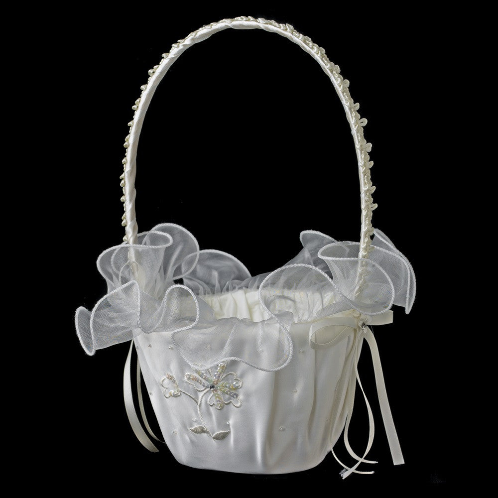 Satin Silk Flower Girl Basket 6