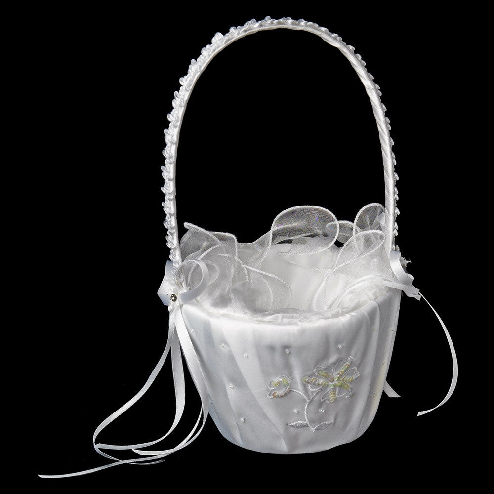 Satin Silk Flower Girl Basket 6