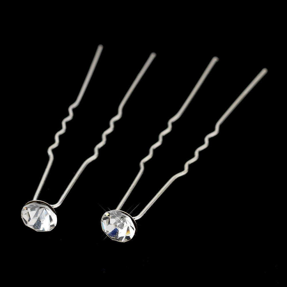 Silver Clear Rhinestone Bridal Wedding Hair Pin 0700