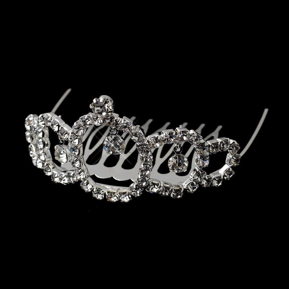 Silver Clear Rhinestone Small Baby Doll Bridal Wedding Tiara Bridal Wedding Hair Comb Headpiece 6098