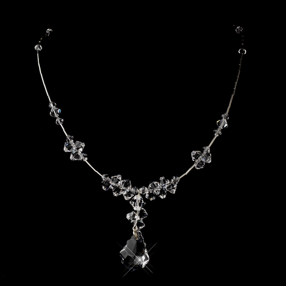 Silver Clear Swarovski Crystal Bead Bridal Wedding Necklace 6710