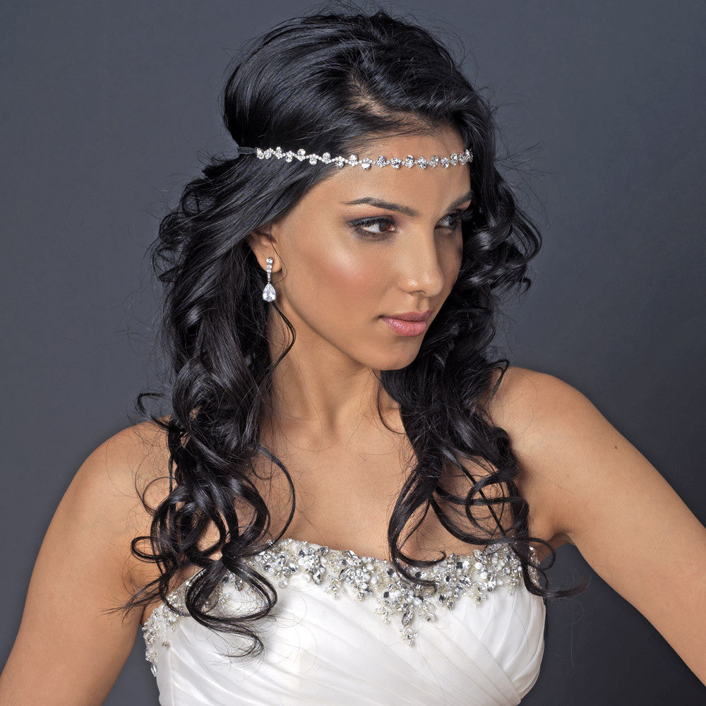 Silver Clear Rhinestone Bridal Wedding Hair Bridal Wedding Elastic Headband 247