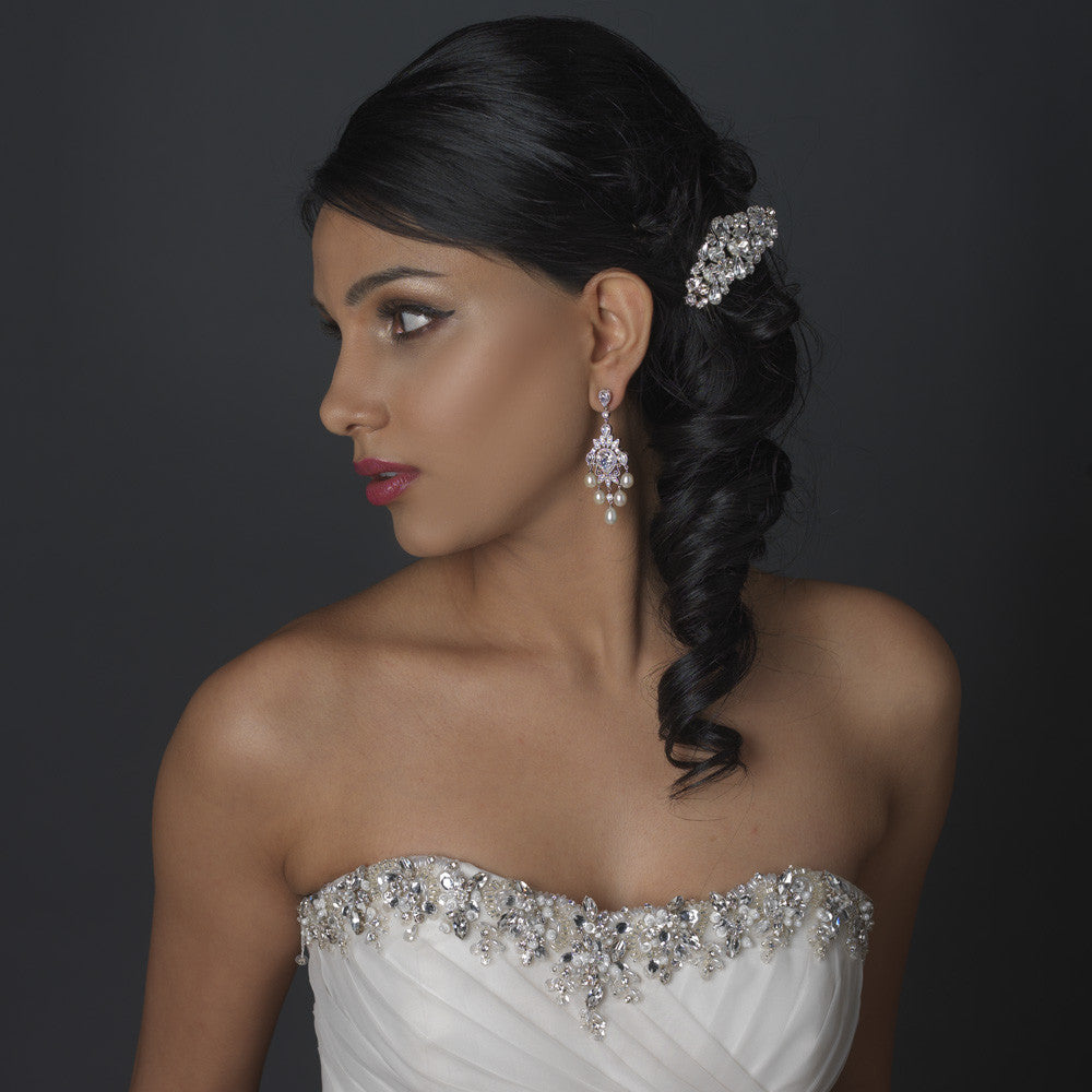 Silver Clear Multi Cut Rhinestone Bridal Wedding Hair Comb 1345