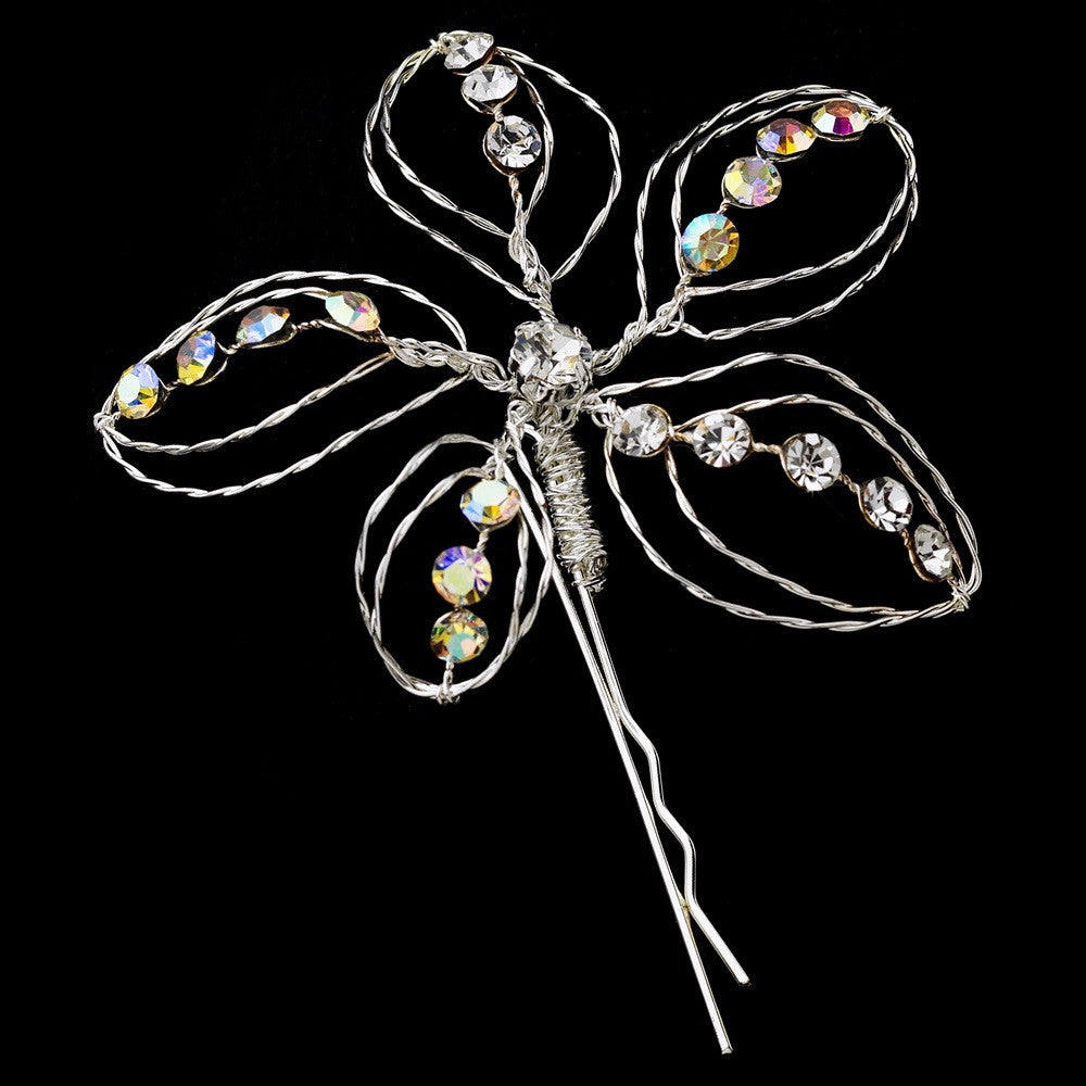 Silver with Clear Stones Floral Bridal Wedding Hair Accents Bridal Wedding Hair Pin 513