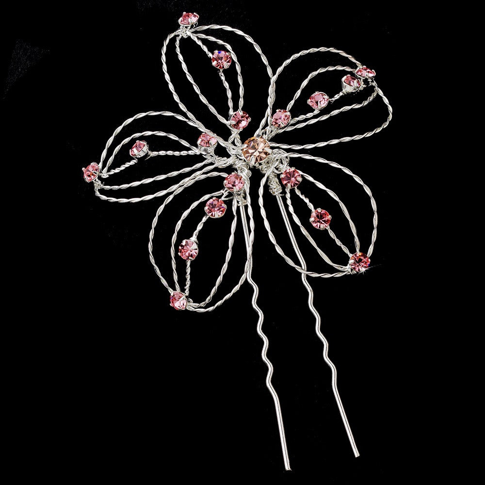 Silver with Clear Stones Floral Bridal Wedding Hair Accents Bridal Wedding Hair Pin 513