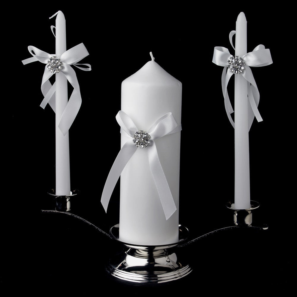 Ribbon & Bridal Wedding Brooch Unity Candle Set 848