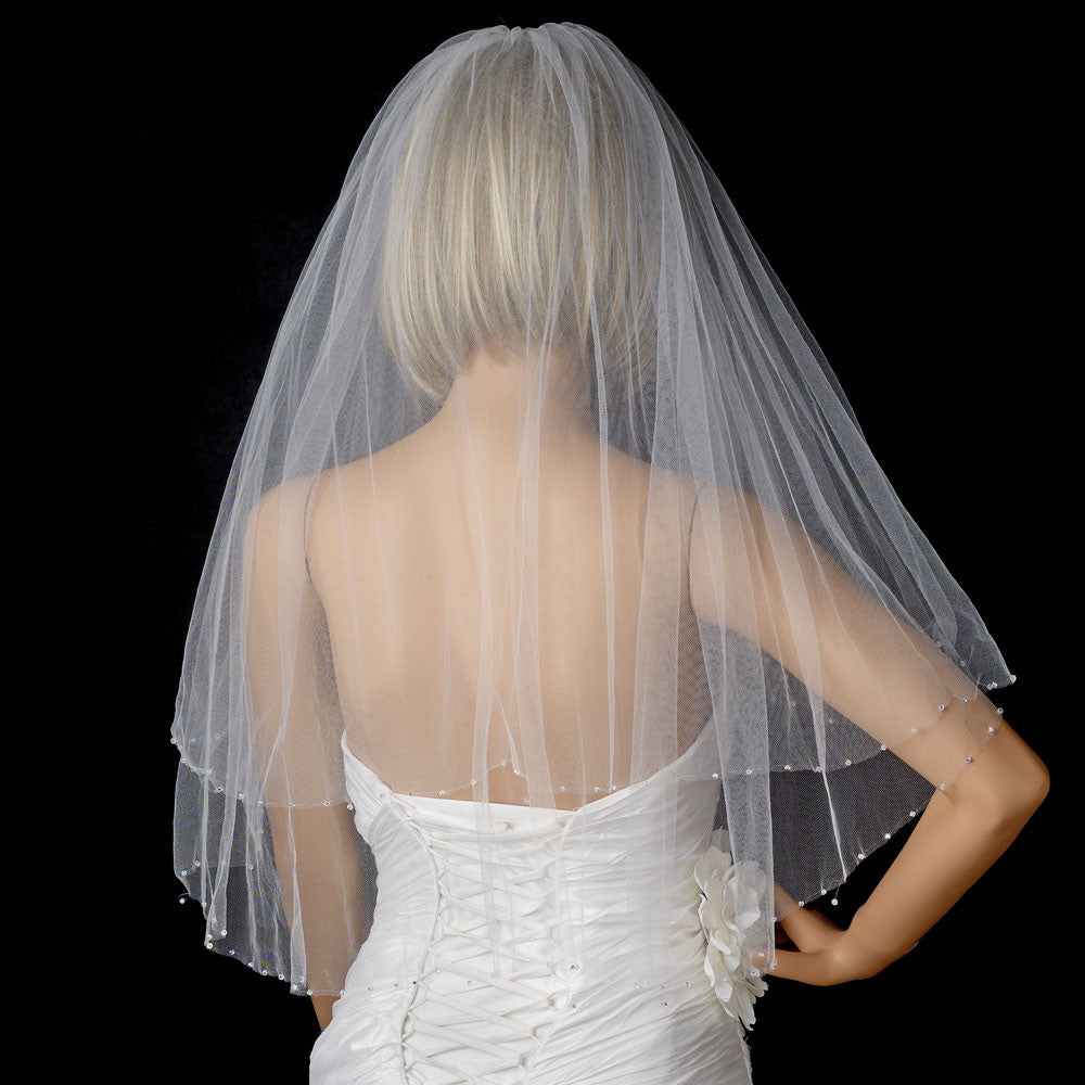 Bridal Wedding Veil with Swarovski AB Crystal Edge 350