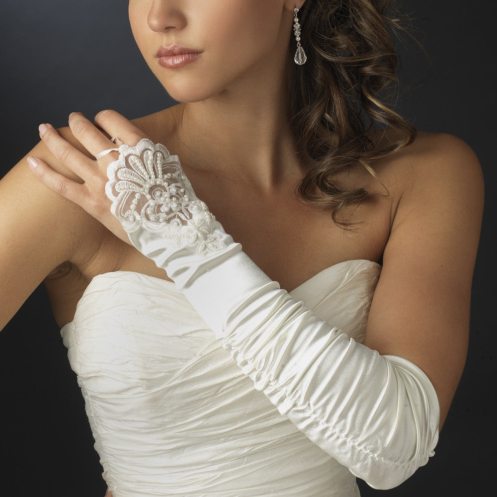 Elegant Fingerless Bridal Wedding Glove GL 9053 E