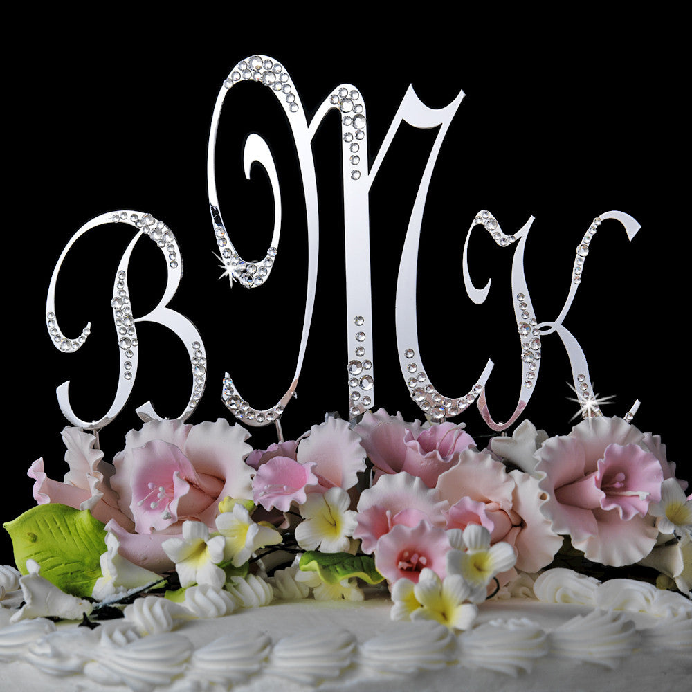 Sparkle ~ Silver Plated Individual Letter Inital Crystal Bridal Wedding Cake Toppers