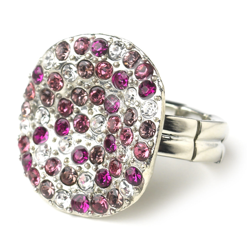 Red Circular Fuchsia and Clear Rhinestone Bridal Wedding Ring 19