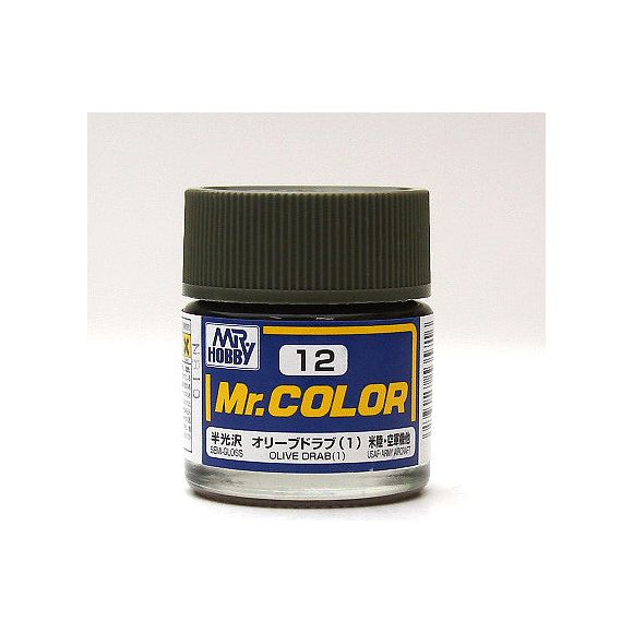 GSI Creos MR. Hobby Mr Color MR-012 Olive Drab (1) 10mL Primary Gloss Paint