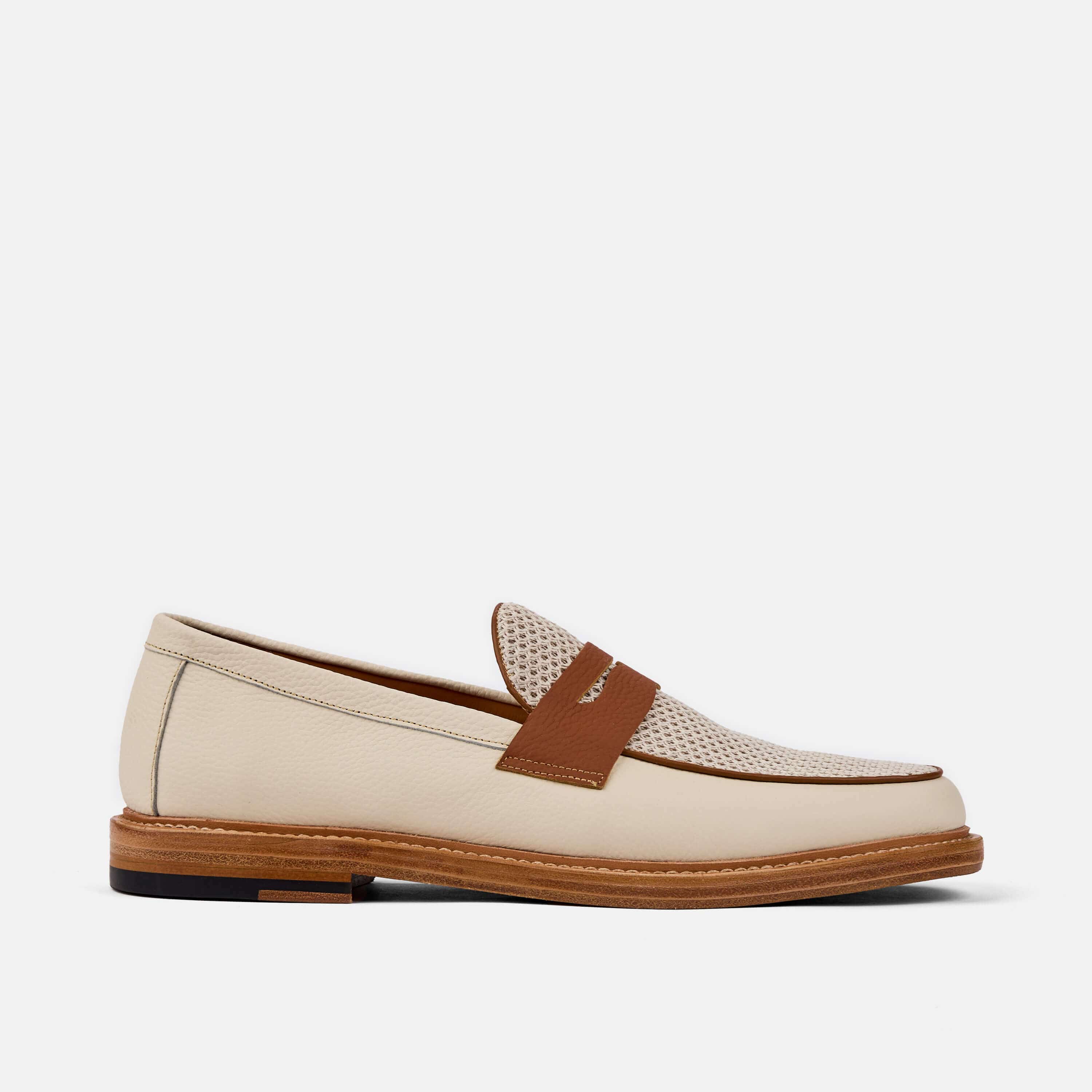 Calum White Leather Penny Loafers