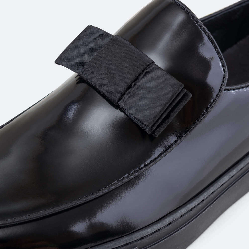 Godfrey Black Leather Belgian Loafers Sneakers