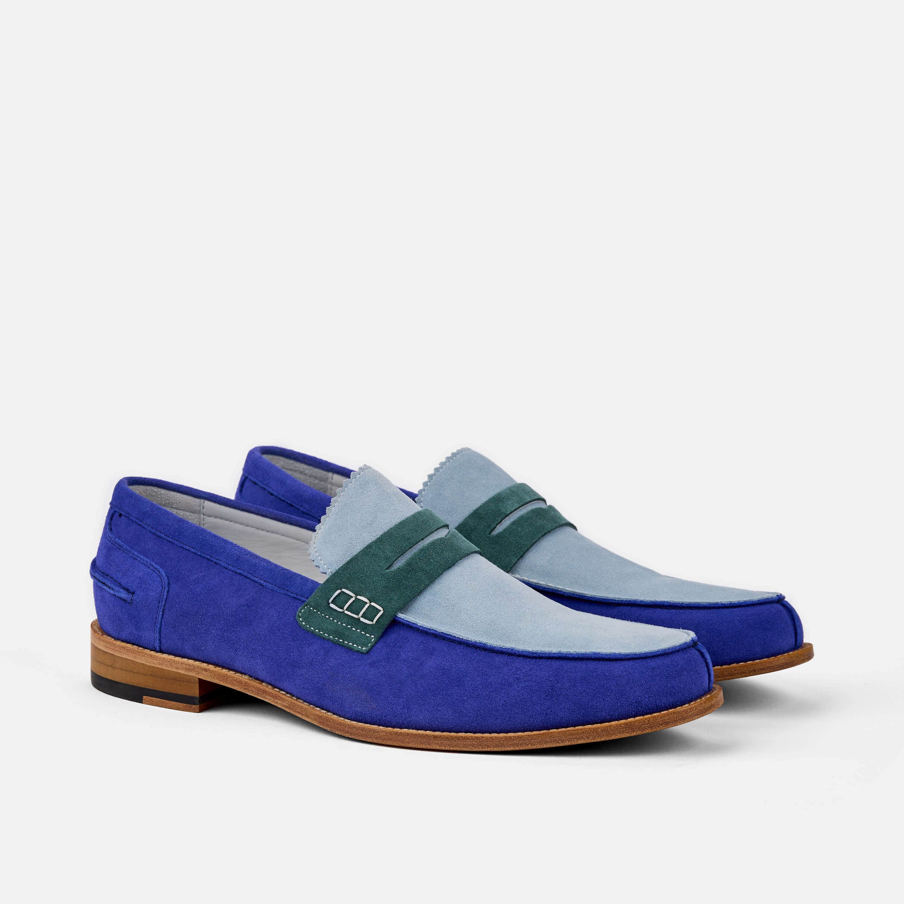 Abe Royal Blue Suede Penny Loafers