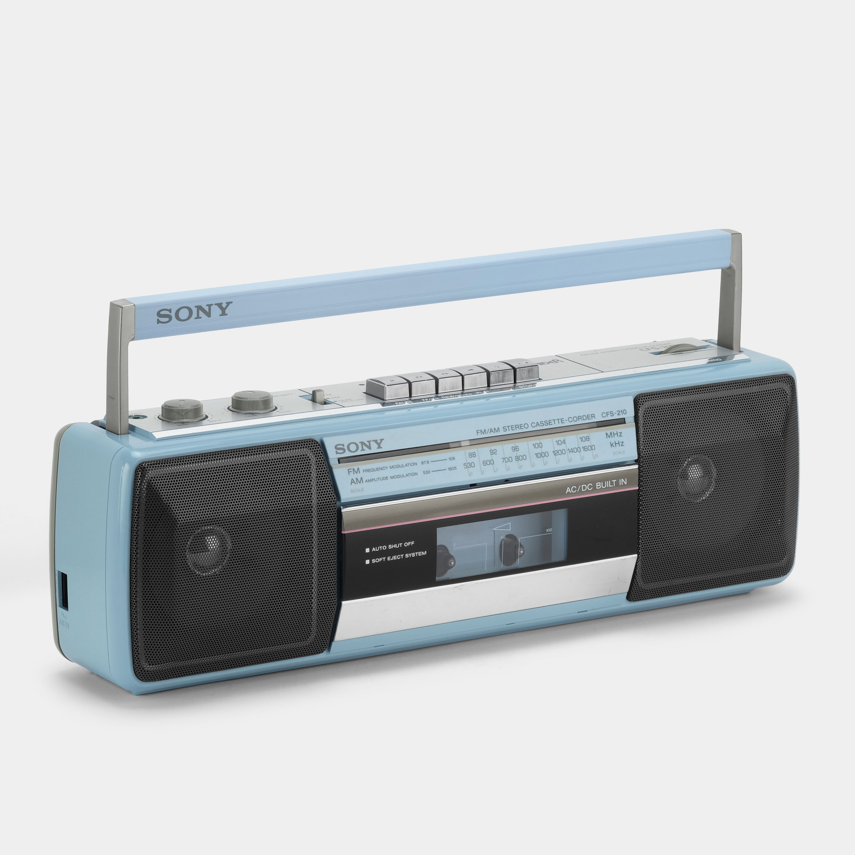 Sony Sound Rider CFS-210 FM/AM Stereo Light Blue Boombox Cassette Recorder and Player