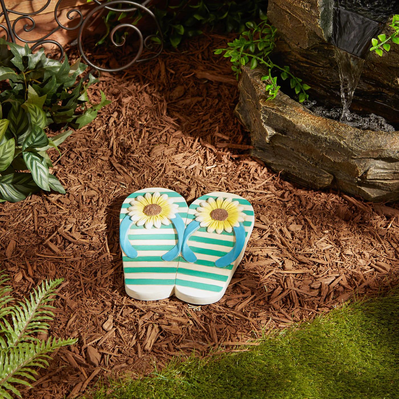 Sunflower Stripe Flip Flop Stepping Stone