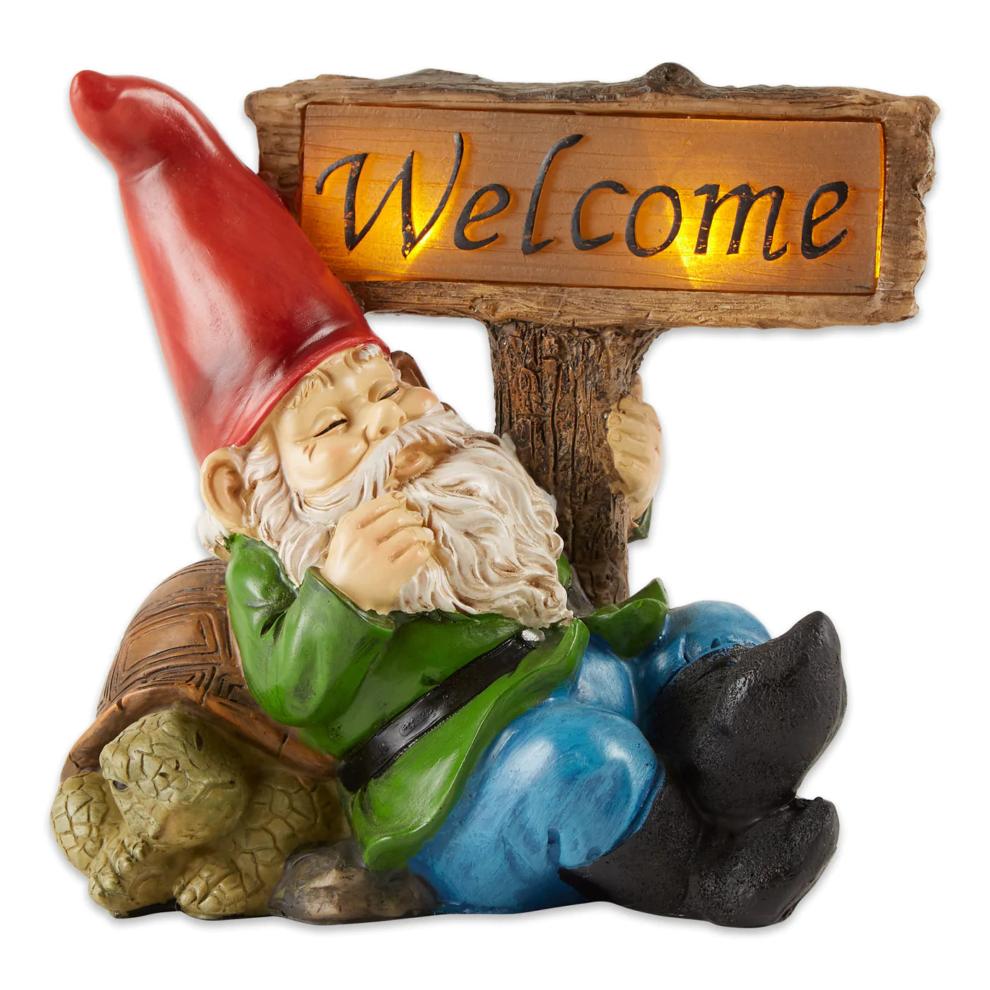 Sleeping Gnome Welcome Solar Statue