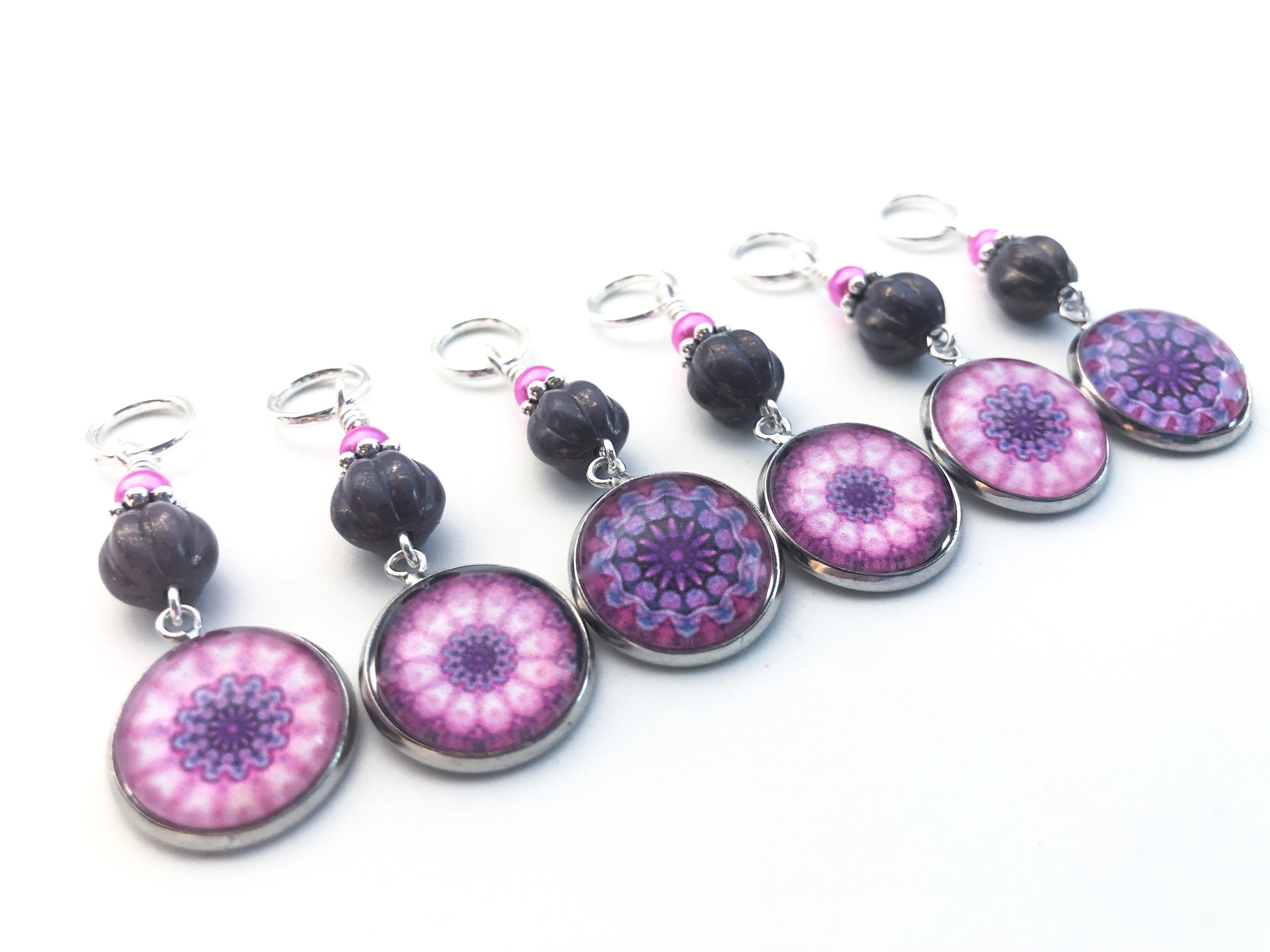 Mandala Print Stitch Markers for Knitting or Crochet