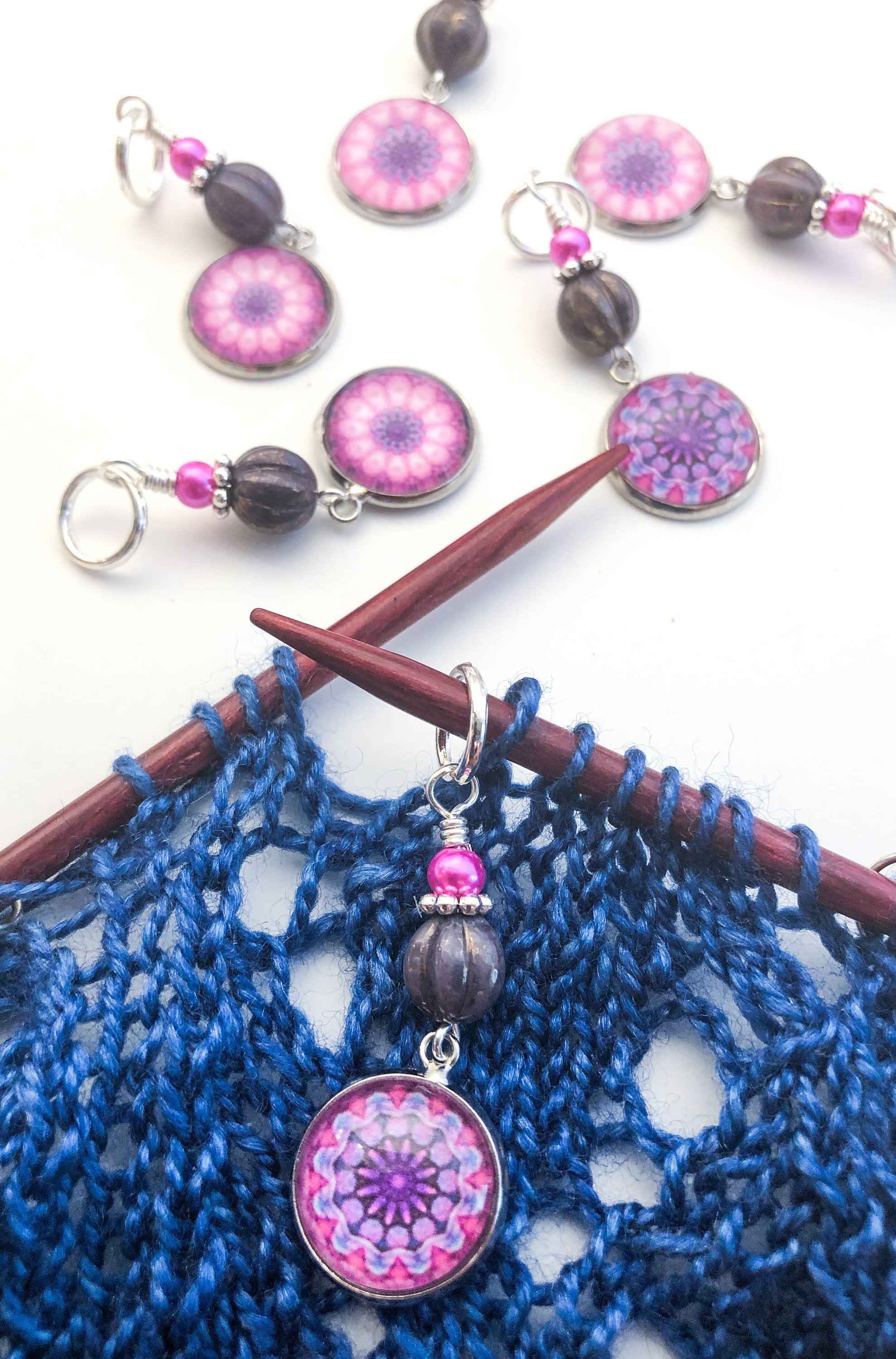 Mandala Print Stitch Markers for Knitting or Crochet