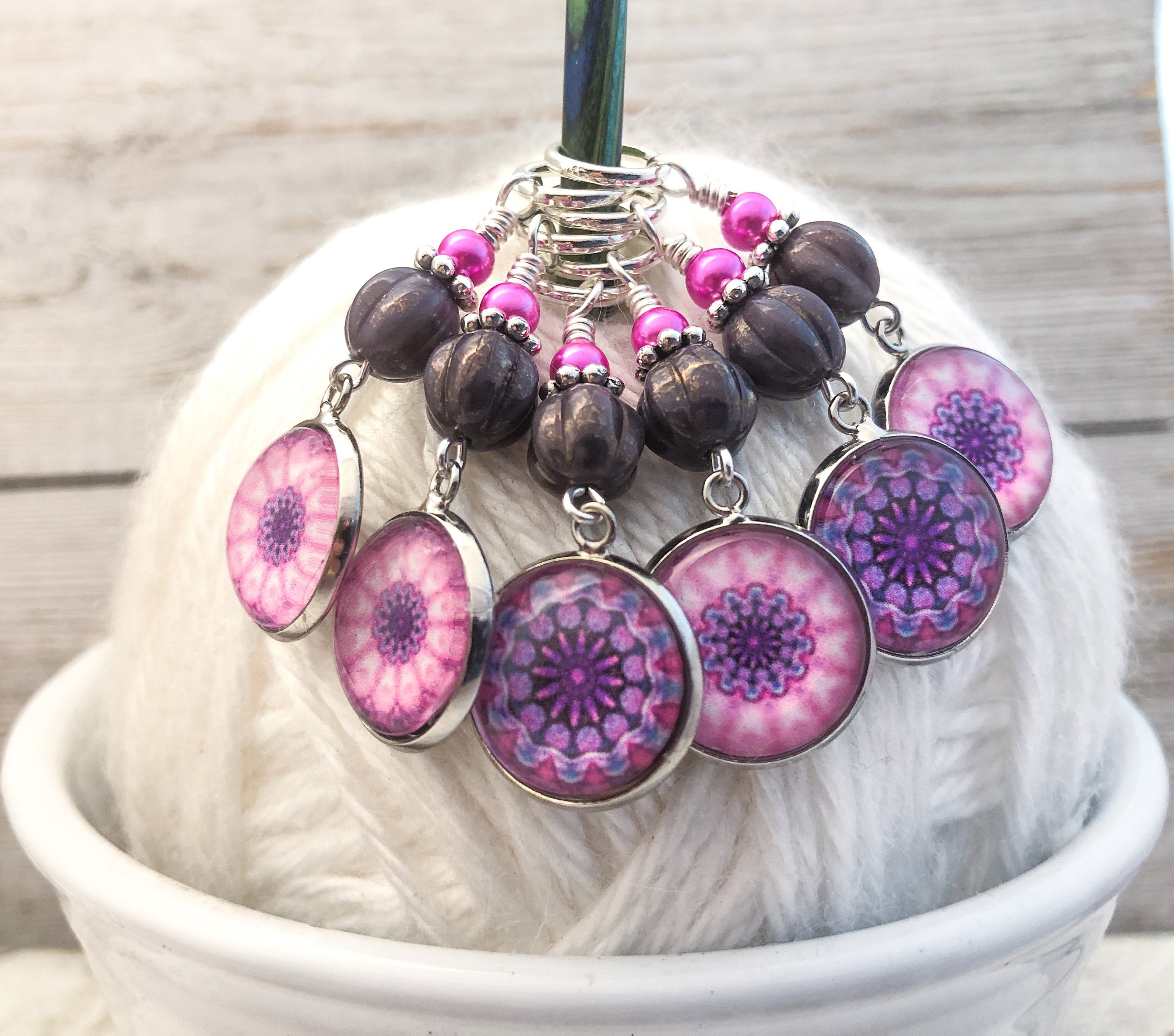 Mandala Print Stitch Markers for Knitting or Crochet