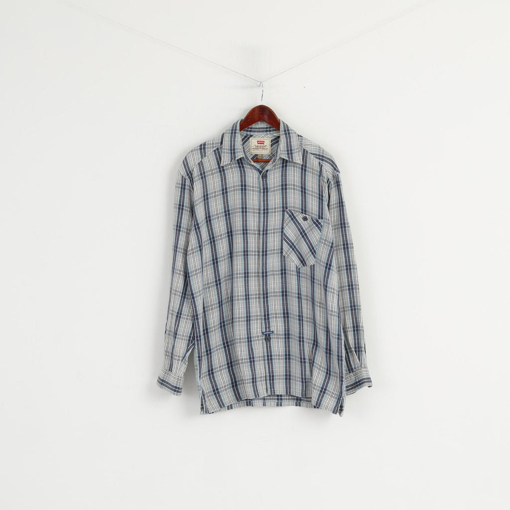 levis blue check shirt