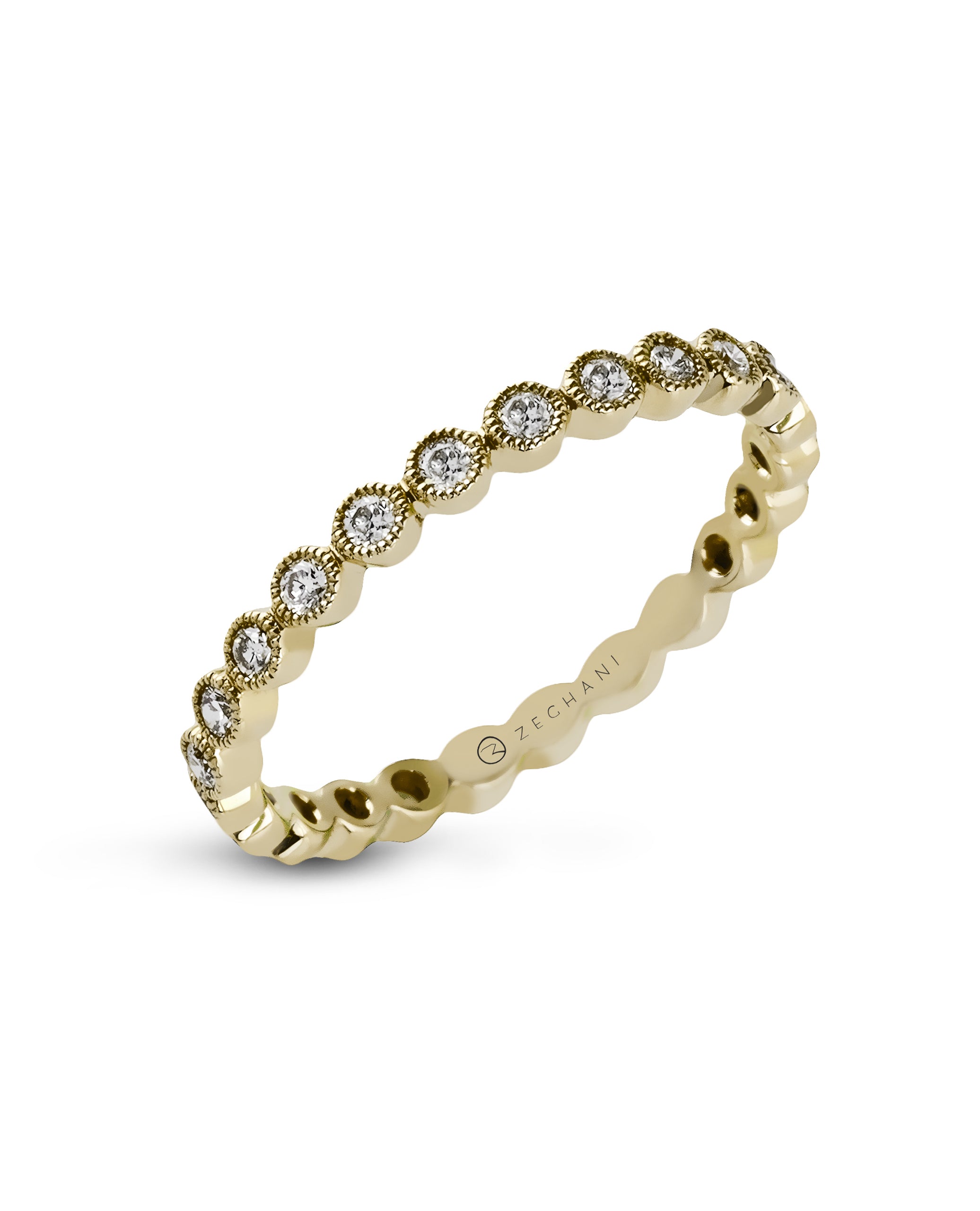 Zeghani ZR219-Y Yellow Gold Stackable Eternity Ring